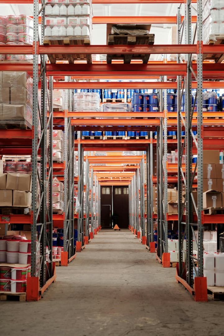 A warehouse with stored goods